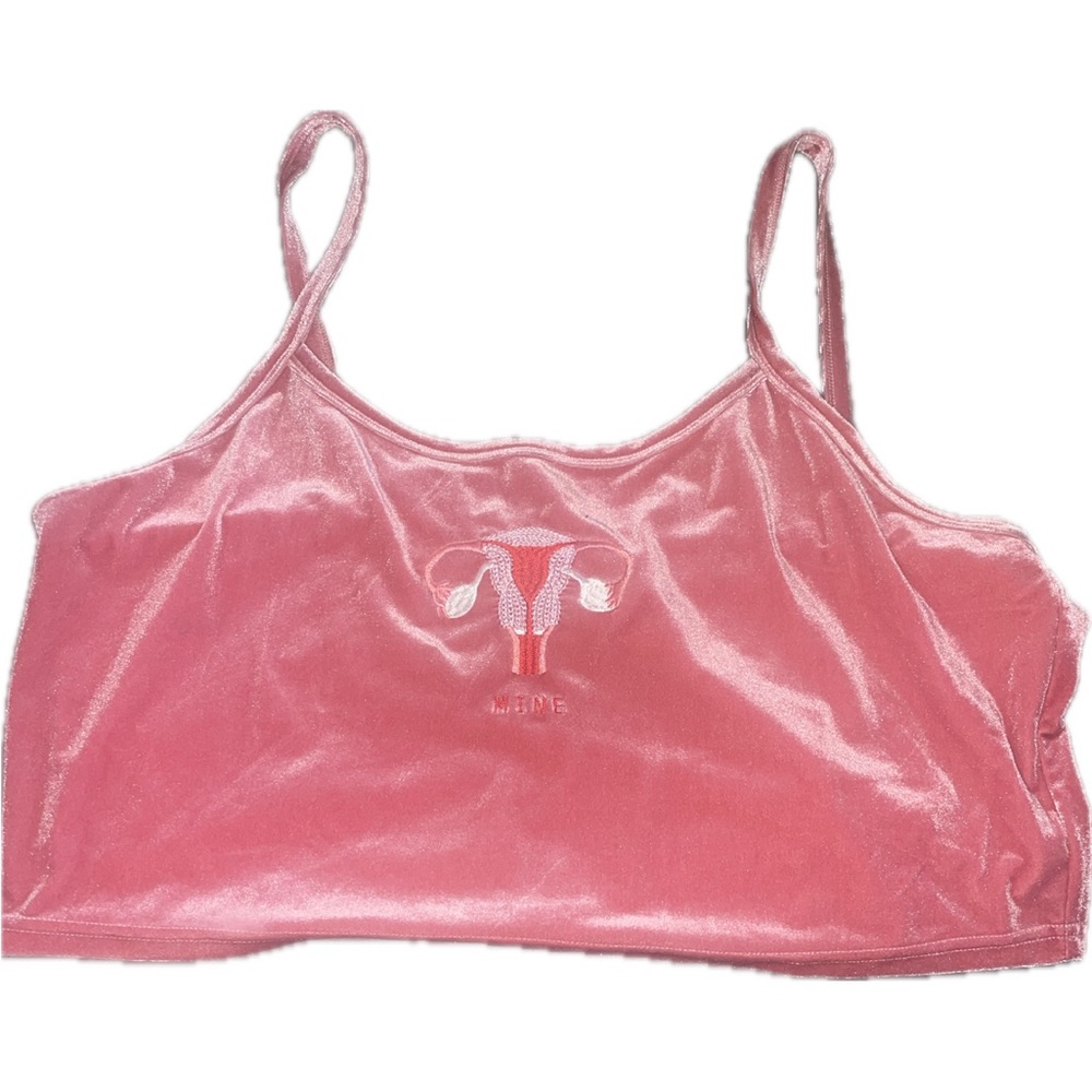 MINE Reproductive System Velour Crop Cami Tank